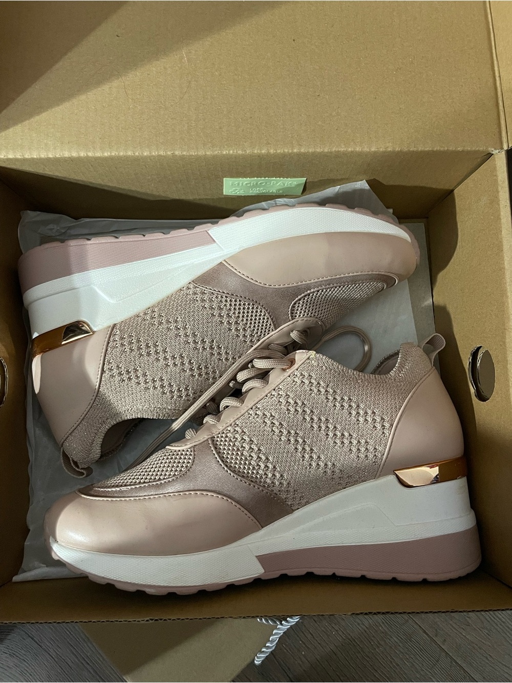 Wedge Knit Platform Sneakers - Blush Pink